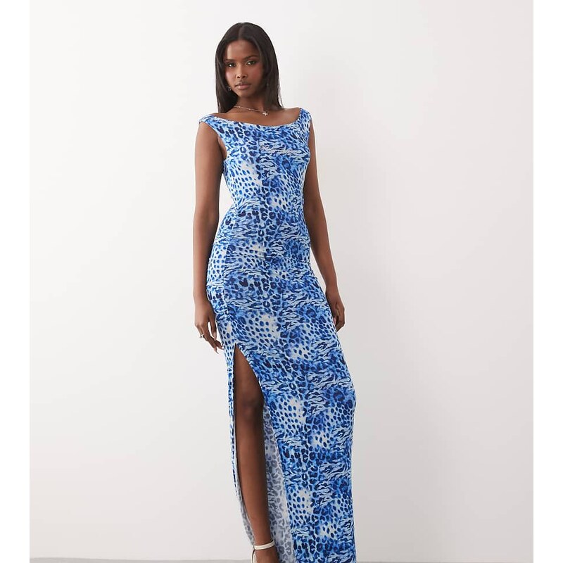 Juicy Couture exclusive diamante logo side split maxi dress in blue 115648485