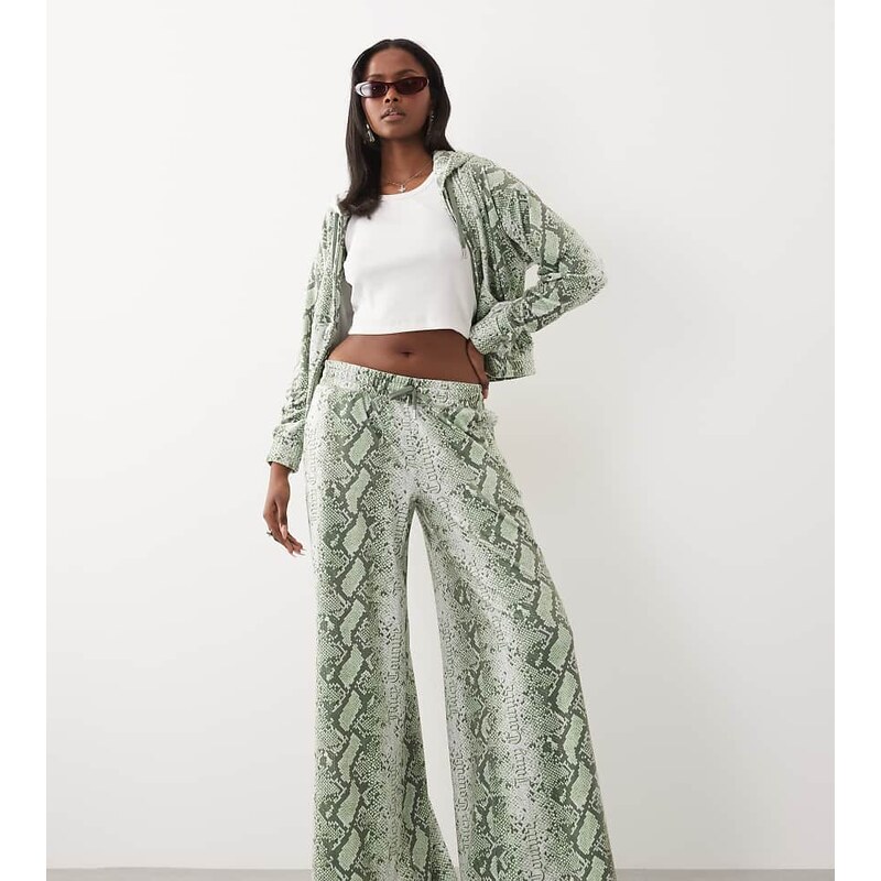 Juicy Couture exclusive velour diamante logo wide leg joggers co-ord 115648483