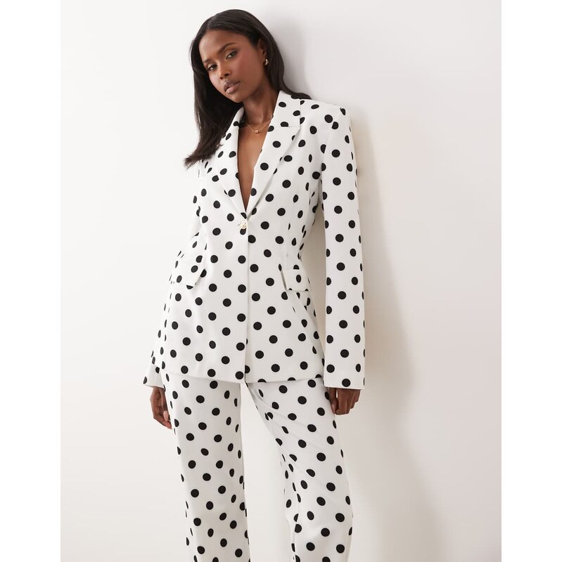ASOS LUXE co-ord tailored blazer in polka dot-Multi 115648599