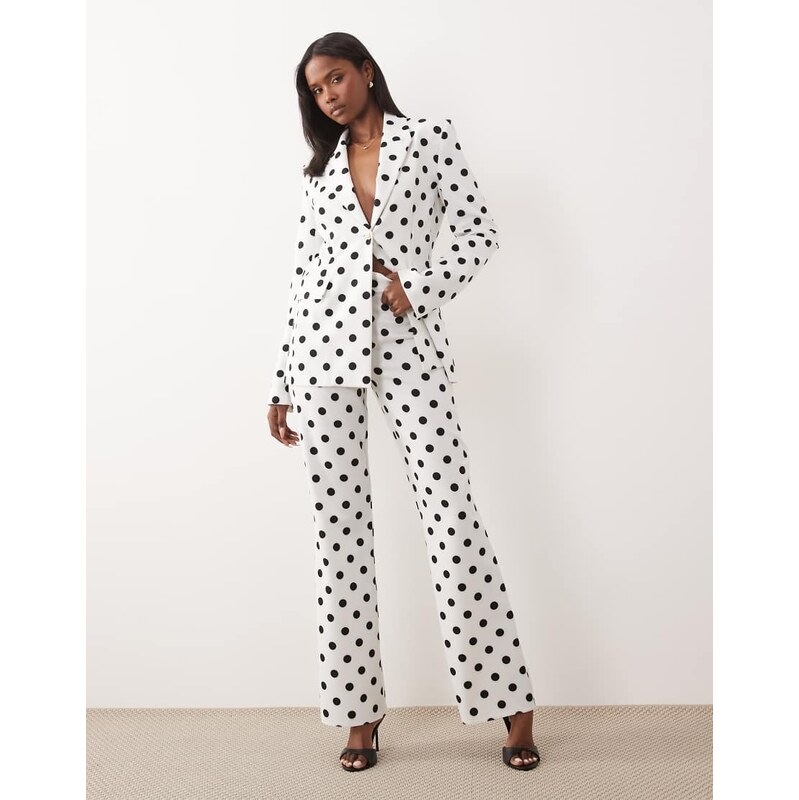 ASOS LUXE co-ord tailored suit trousers in polka dot-Multi 115648600