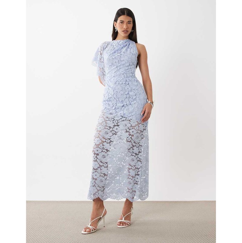 Forever New asymmetric lace maxi dress in powder blue 115648522