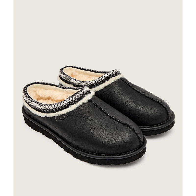 UGG Kožené pantofle typu mules M TASMAN Noir | s příměsí vlny