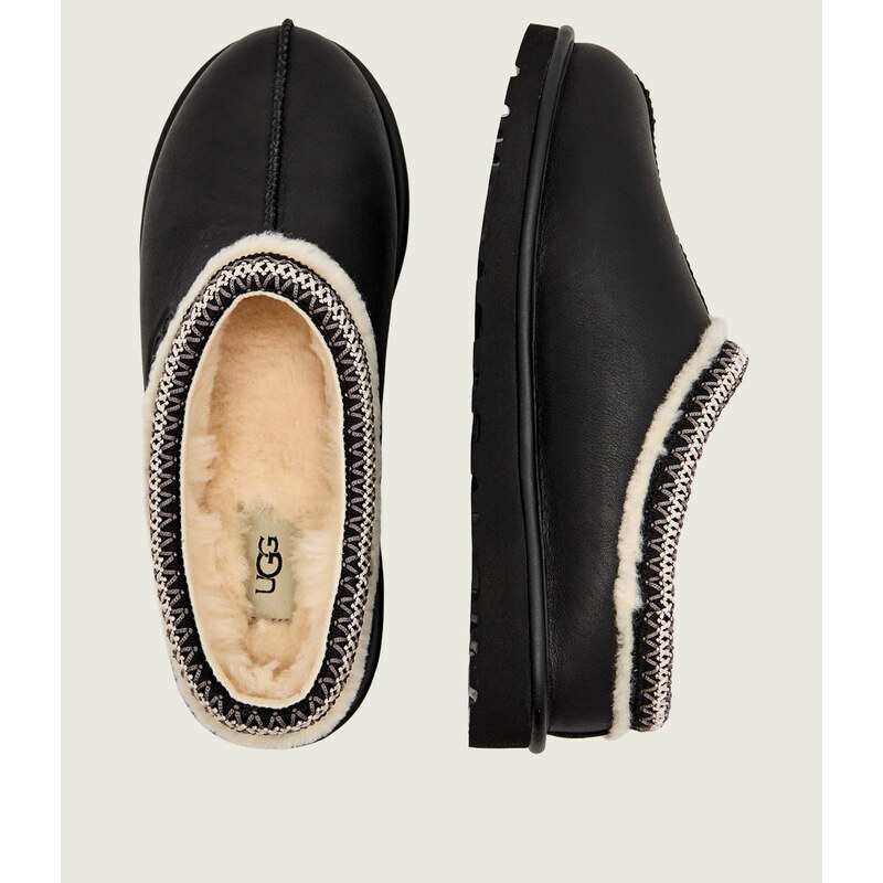UGG Kožené pantofle typu mules M TASMAN Noir | s příměsí vlny
