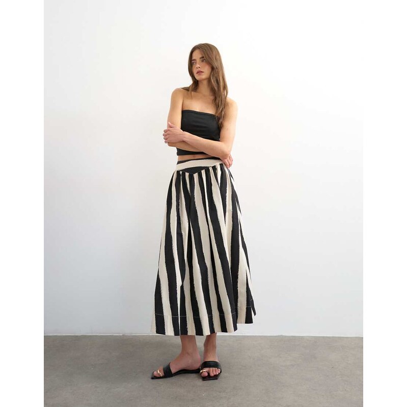Topshop drop waist saloon maxi skirt in mono stripe print-No colour 115648625