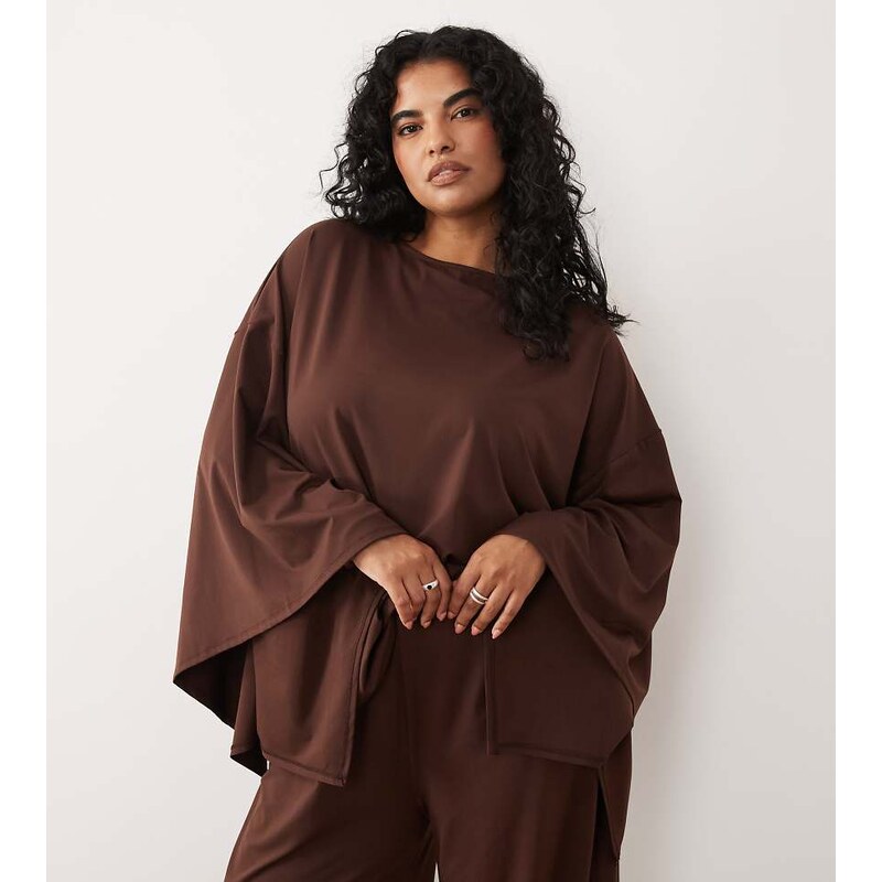 ASOS Curve ASOS DESIGN Curve cape style co-ord top in brown