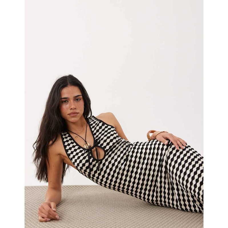ASOS DESIGN crochet jersey sleeveless midi dress with keyhole