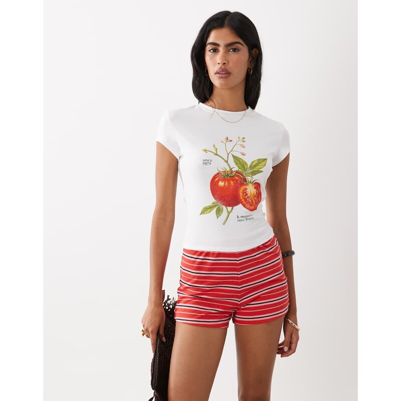 ASOS DESIGN Baby tee with vintage tomato graphic in white