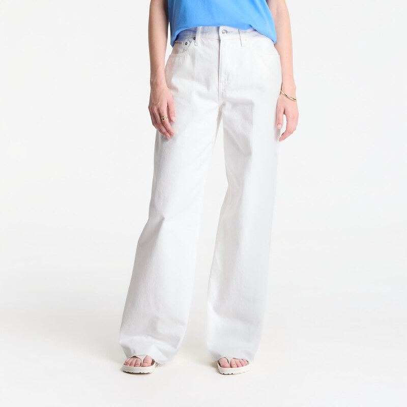 Džíny Calvin Klein Jeans The Wide Leg Raw Hem Chalk White 29