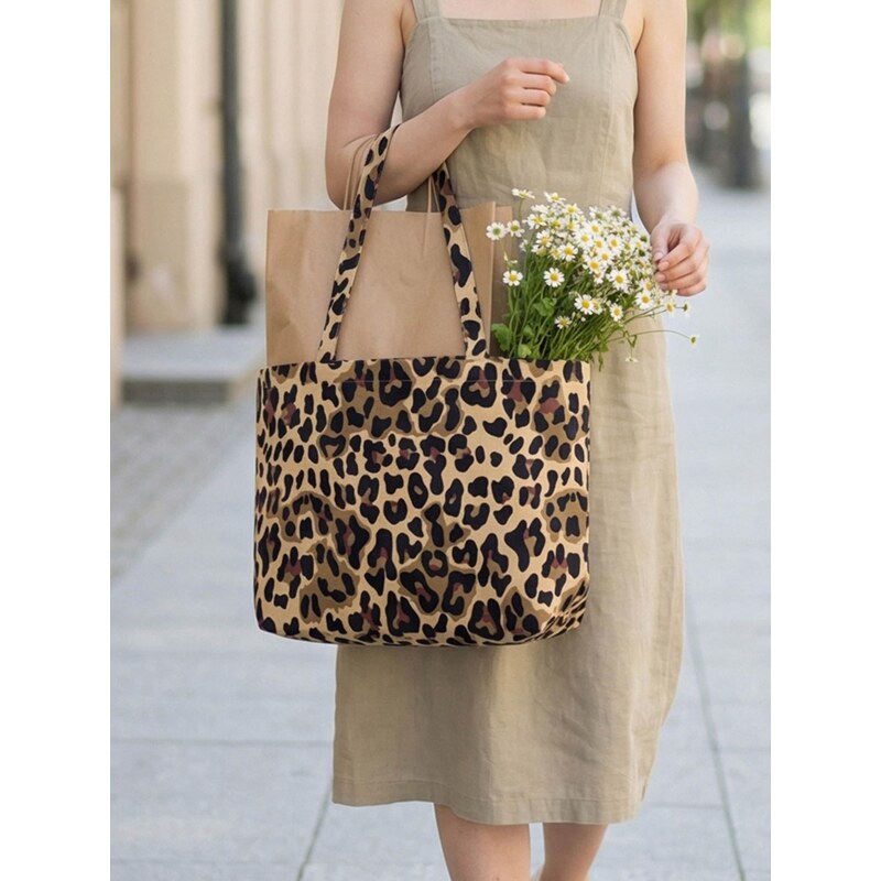 Sinsay - Shopper taška přes rameno s leopardím vzorem - hnědá 115667388