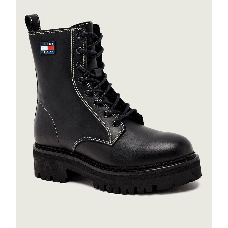 Tommy Jeans Kožené kotníkové boty na platformě