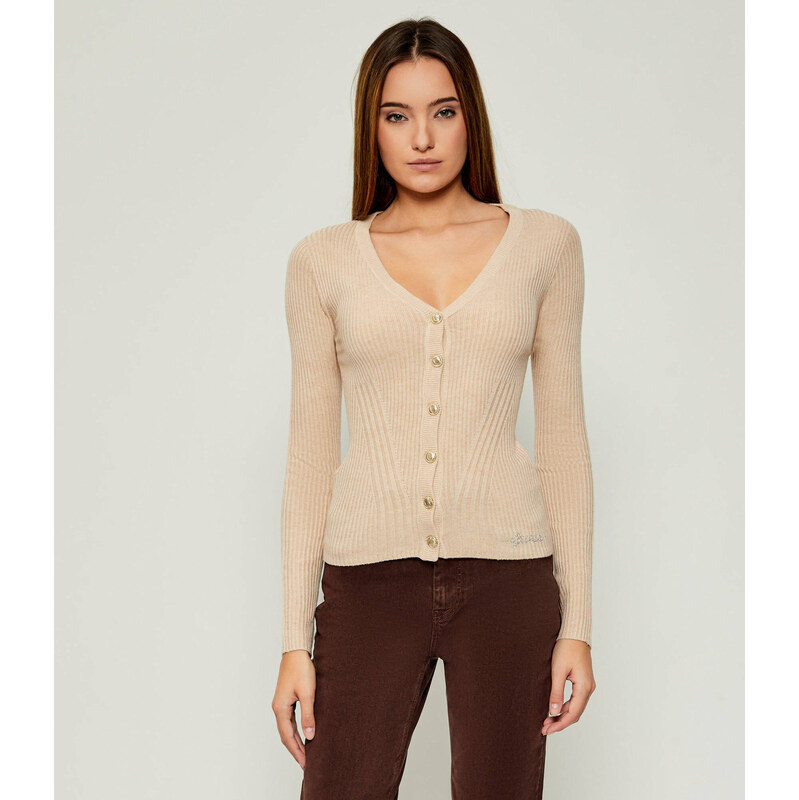GUESS Kardigan JULIA | Slim Fit | s přísměsí hedvábí a kašmíru