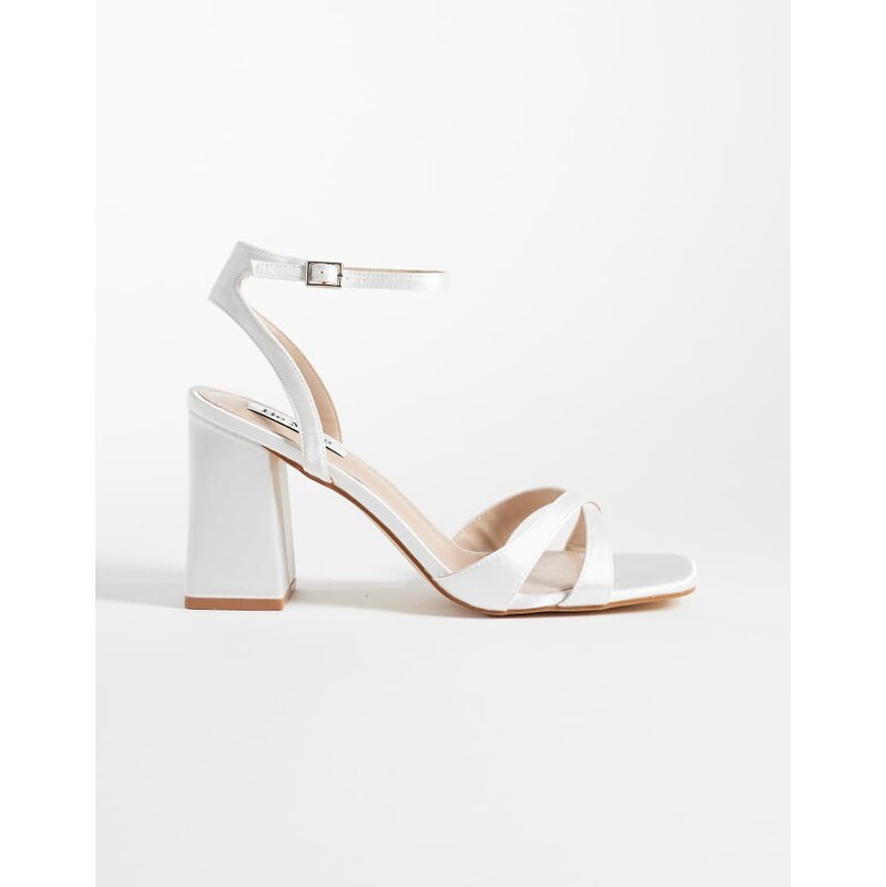 Be Mine Bridal Eshma block heeled sandals in ivory satin-White