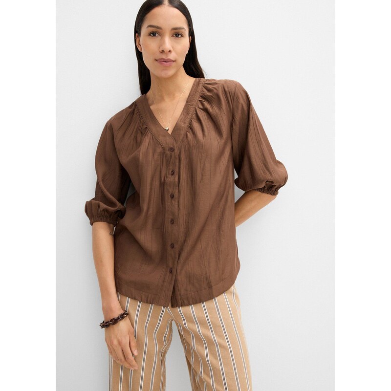 bonprix Oversize halenka z měkké směsi s viskózou hnědá Žena 115656504