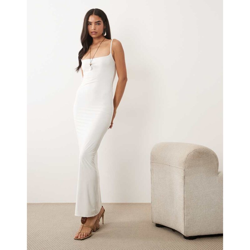 Missyempire double sculpted slinky thin strap cami maxi dress in