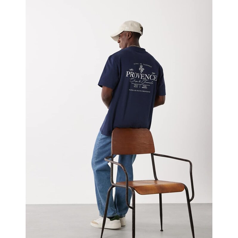 Threadbare back print T-shirt in navy