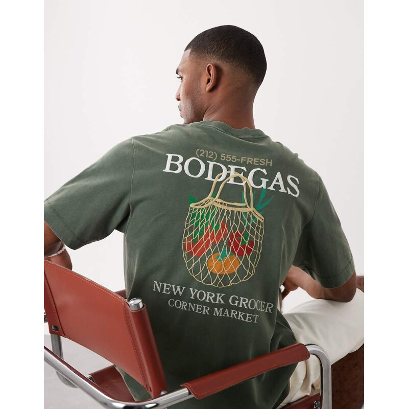 Abercrombie & Fitch Bodegas back graphic t-shirt in green 115740932