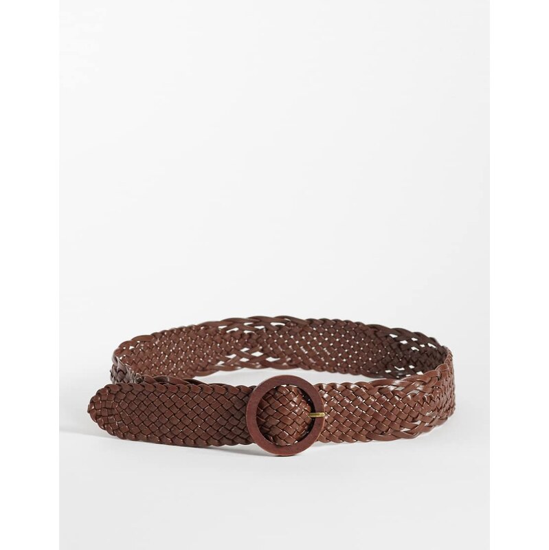 Hollister braided wide belt in brown 115740949