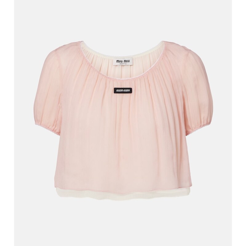 Miu Miu Layered silk chiffon crop top