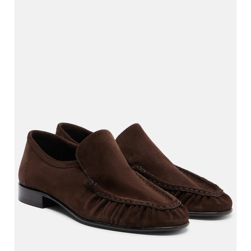 The Row Soft ruched suede loafers