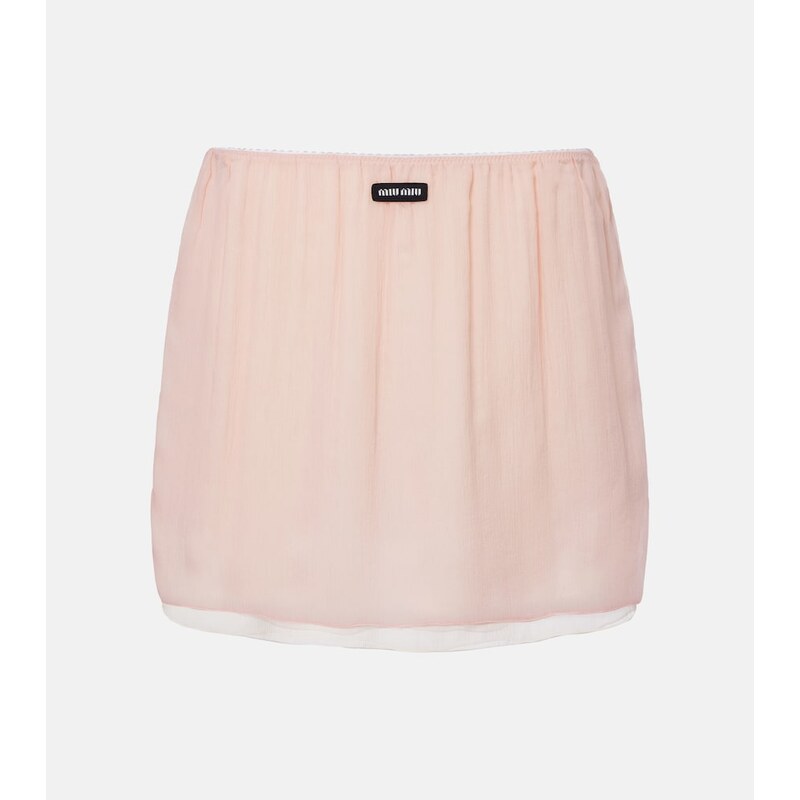 Miu Miu Layered silk chiffon miniskirt