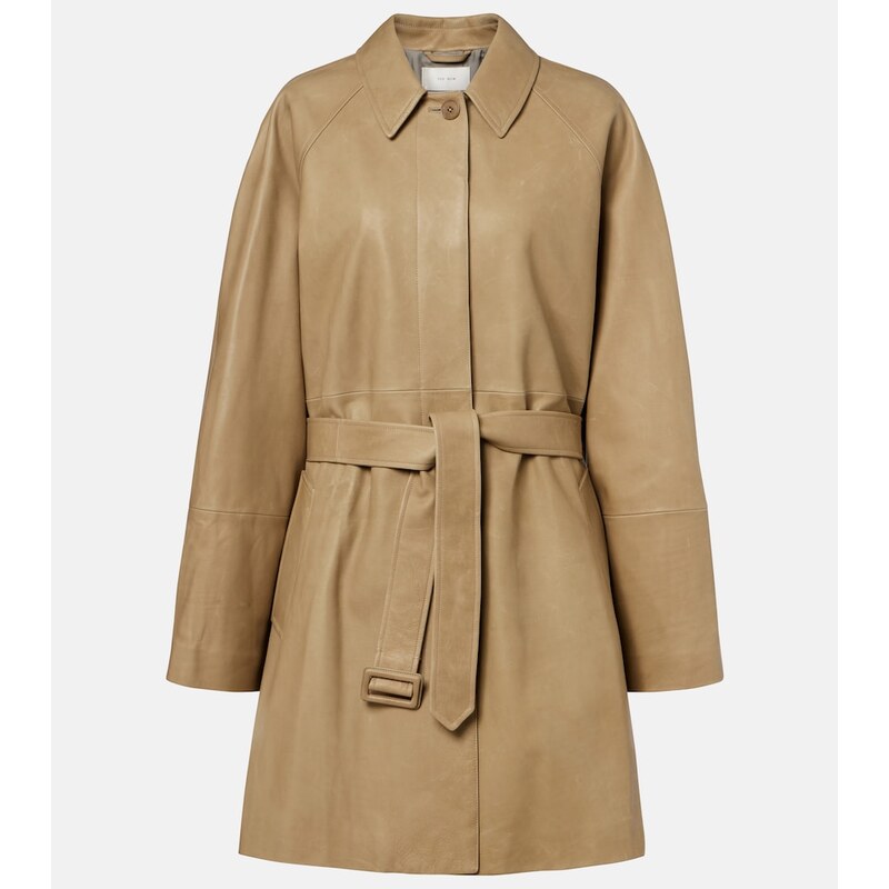 The Row Amaya belted leather car coat