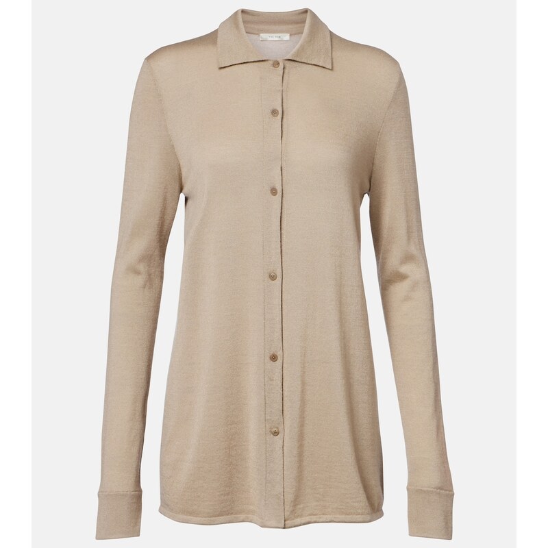 The Row Ocari knitted cashmere and silk shirt