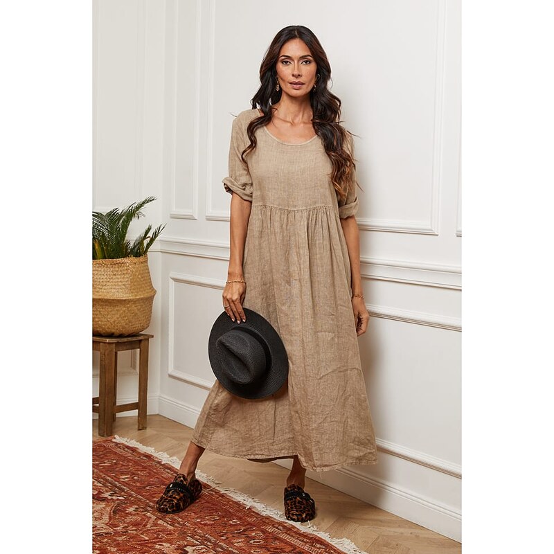 Šaty La Compagnie Du Lin Beige 3893529 115660058