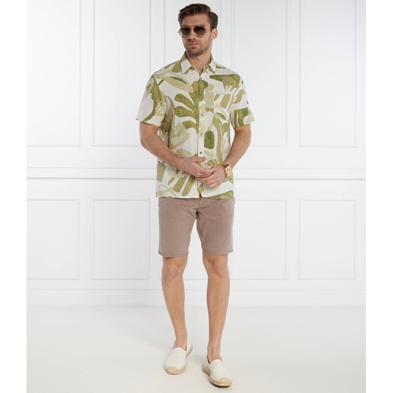 GUESS Lněná košile SS COLLIN INSIDE PRI | Regular Fit