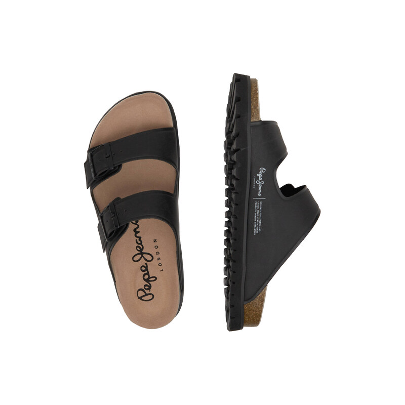 Pepe Jeans London Pantofle URBAN SANDAL BASIC EMBOED s přídavkem kůže