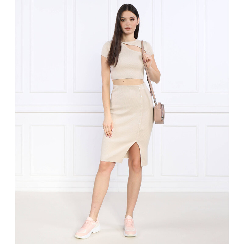 Calvin Klein Jeans Top ASYM CUT OUT KNITTED top | Slim Fit
