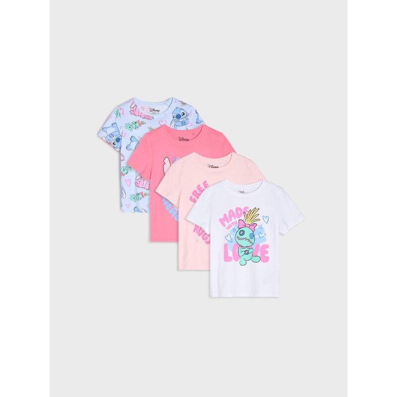 Sinsay - Bavlněná trička s potiskem 4 pack Lilo & Stitch -