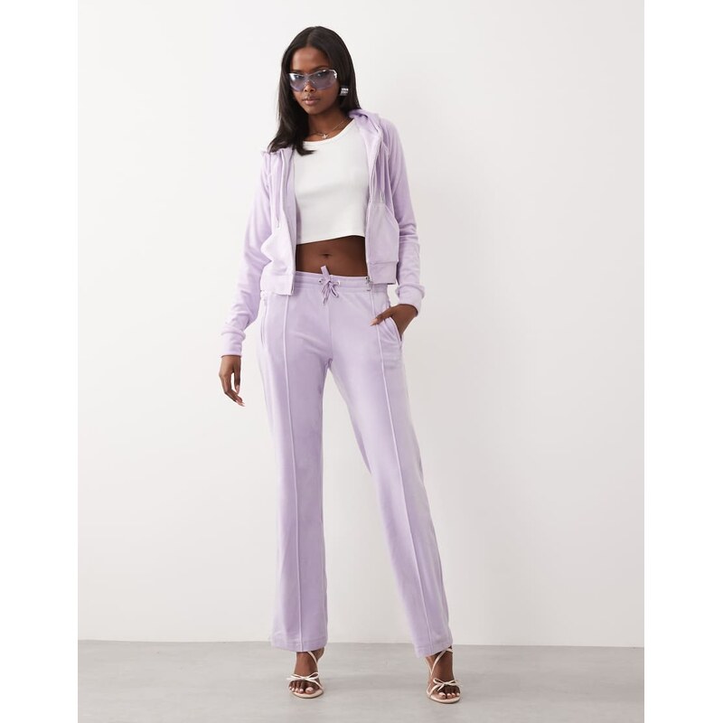 Juicy Couture velour low rise diamante logo detail wide leg joggers co 115648536