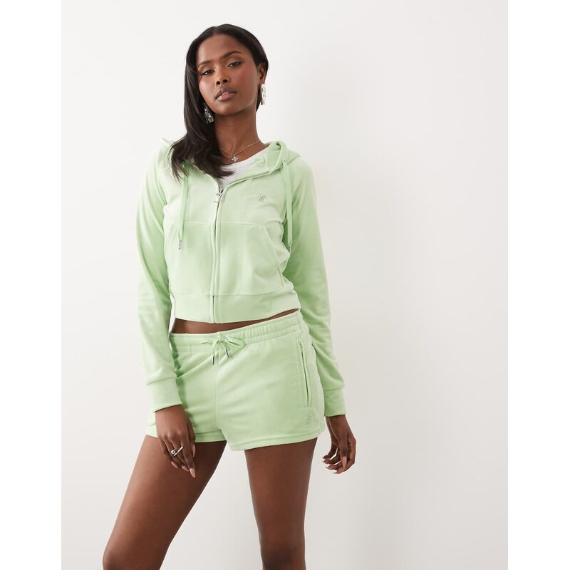 Juicy Couture velour diamante logo detail shorts co-ord in green 115648537