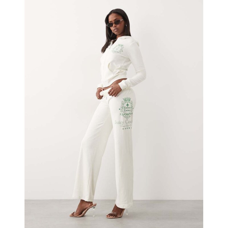 Juicy Couture velour low rise diamante logo detail wide leg joggers co 115648524
