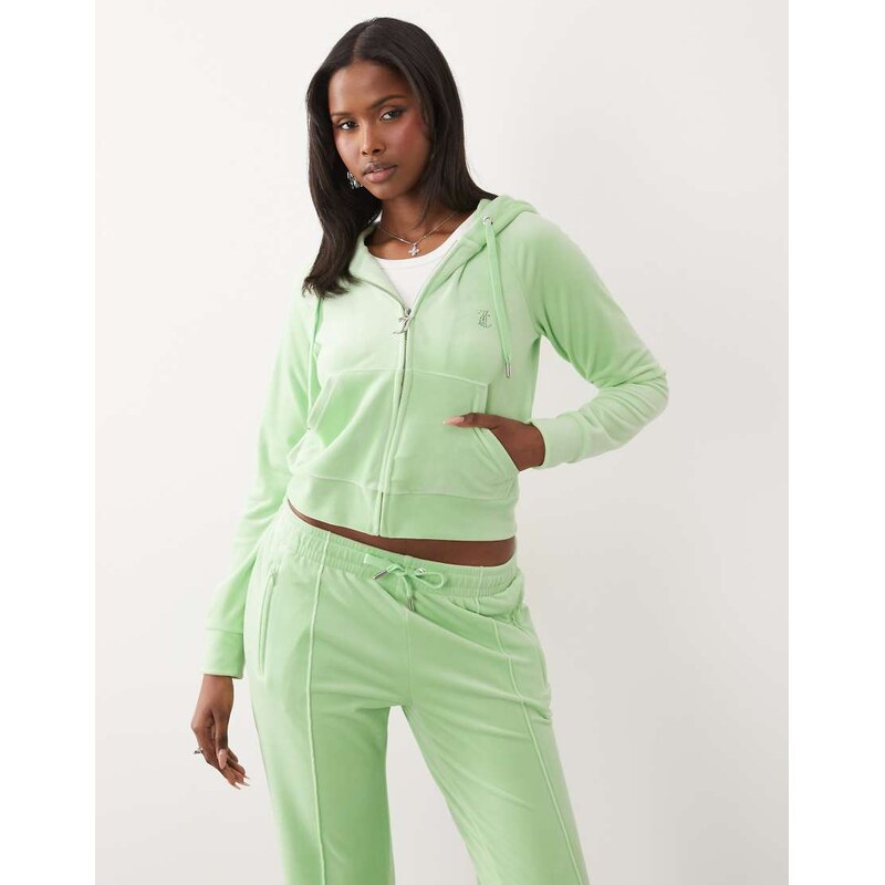 Juicy Couture velour diamante logo detail zip through hoodie co-ord in 115648528