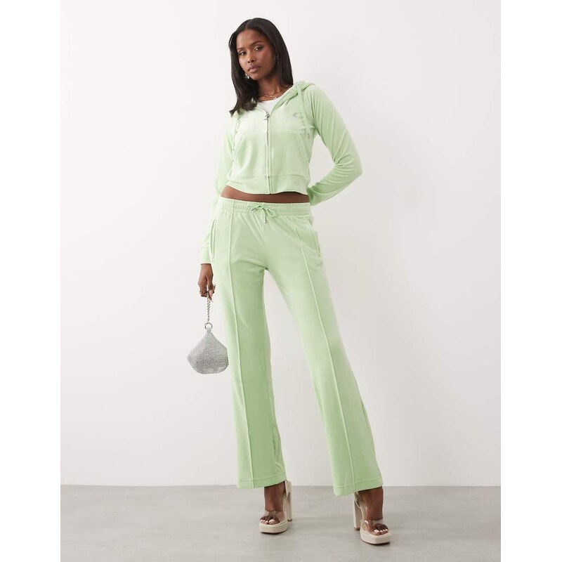 Juicy Couture velour low rise diamante logo detail wide leg joggers co 115648533