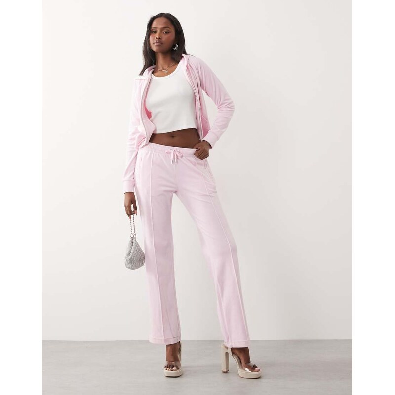 Juicy Couture velour low rise diamante logo detail wide leg joggers co 115648535