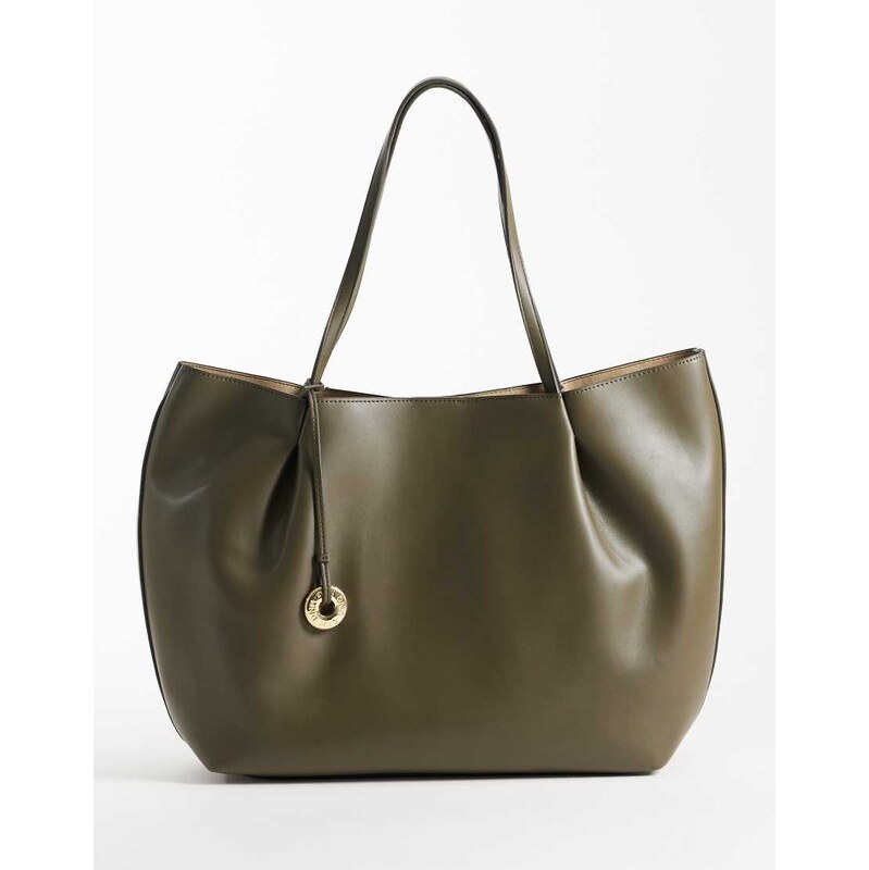 Mango faux leather slouch tote bag in green 115667419