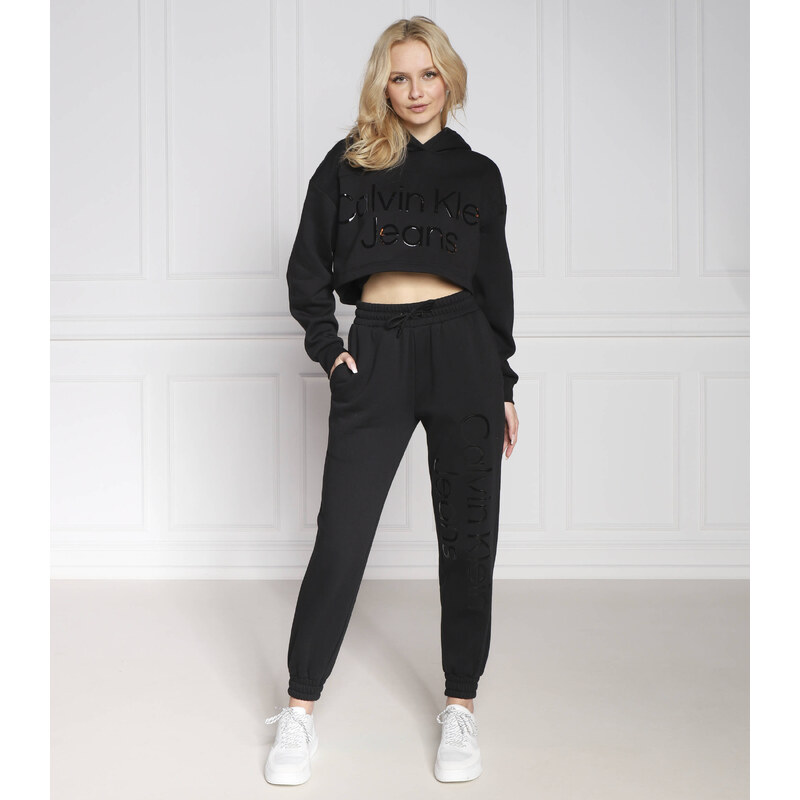 Calvin Klein Jeans Mikina SHINY INSTITUTIONAL | Cropped Fit