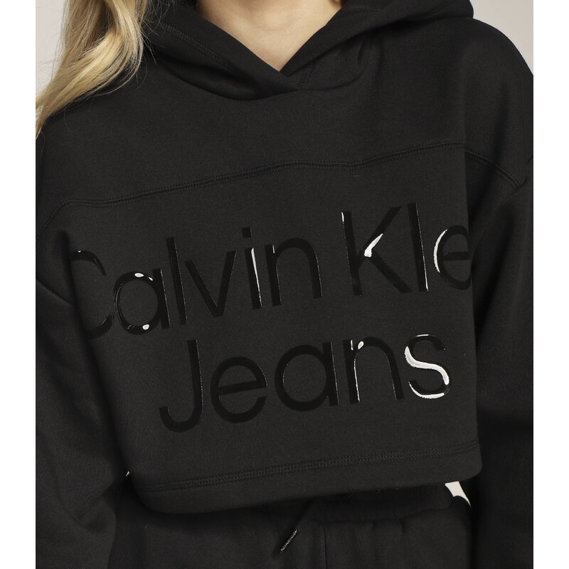 Calvin Klein Jeans Mikina SHINY INSTITUTIONAL | Cropped Fit