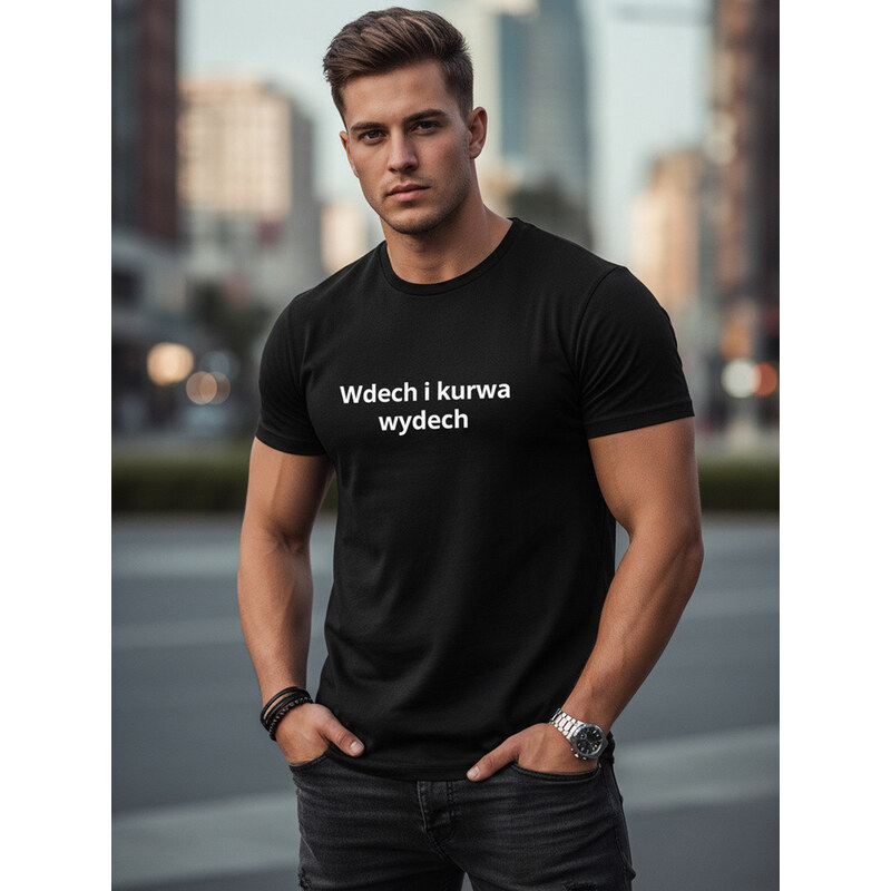 Pánské bavlněné tričko s humorným potiskem černé FashionStreet
