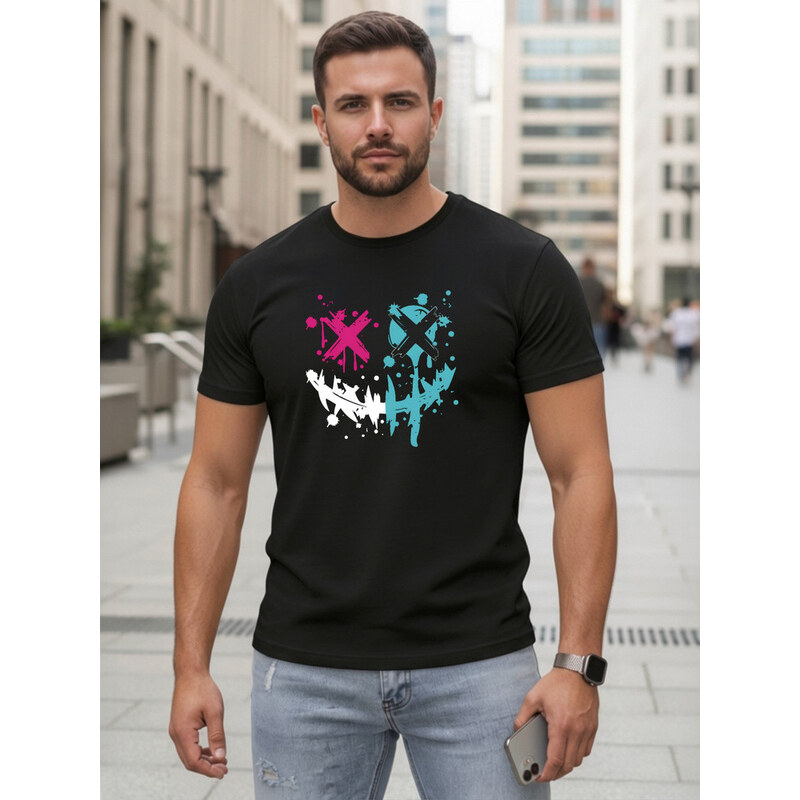 Pánské bavlněné streetwearové tričko černé FashionStreet NX5100R