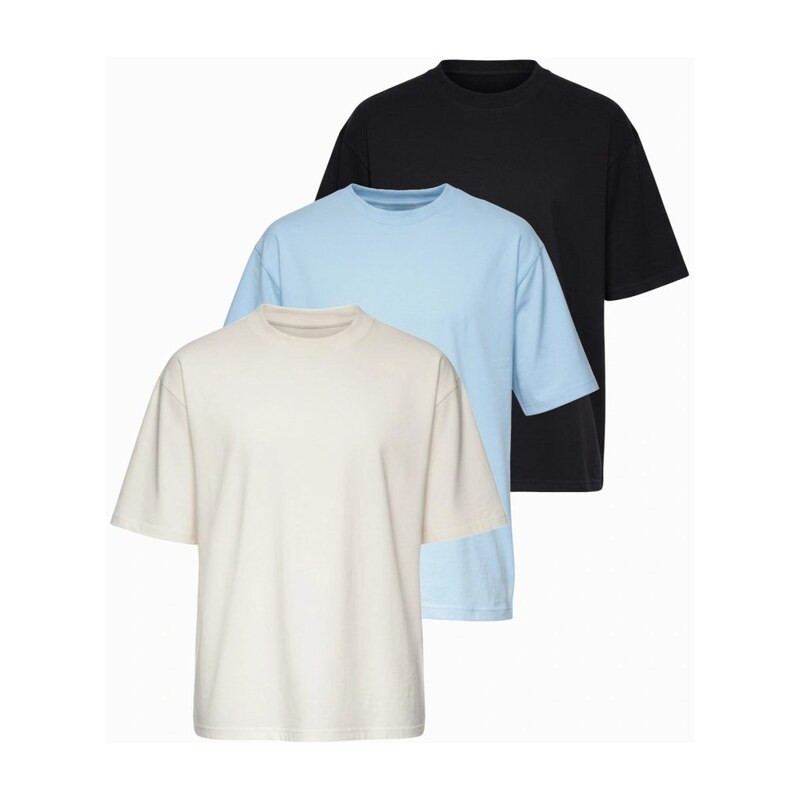 Ombre Clothing Tříbalení směsi triček oversize černá/světle