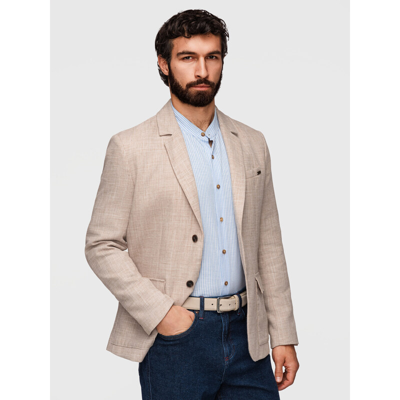 Ombre Mens REGULAR cut jacket with linen - light beige