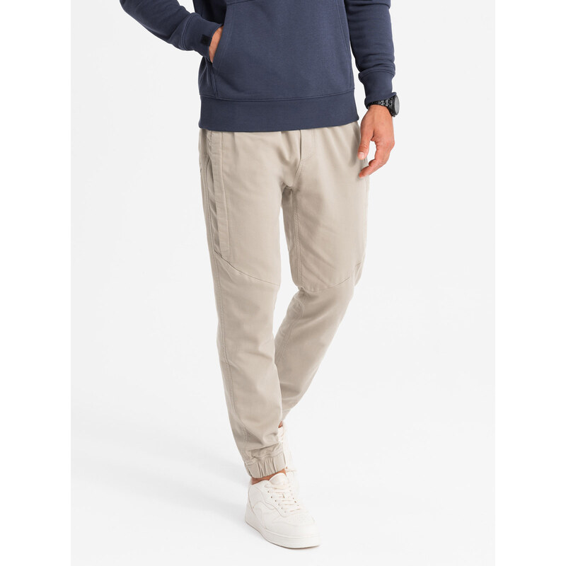 Ombre Mens knit joggers with pleats - ash