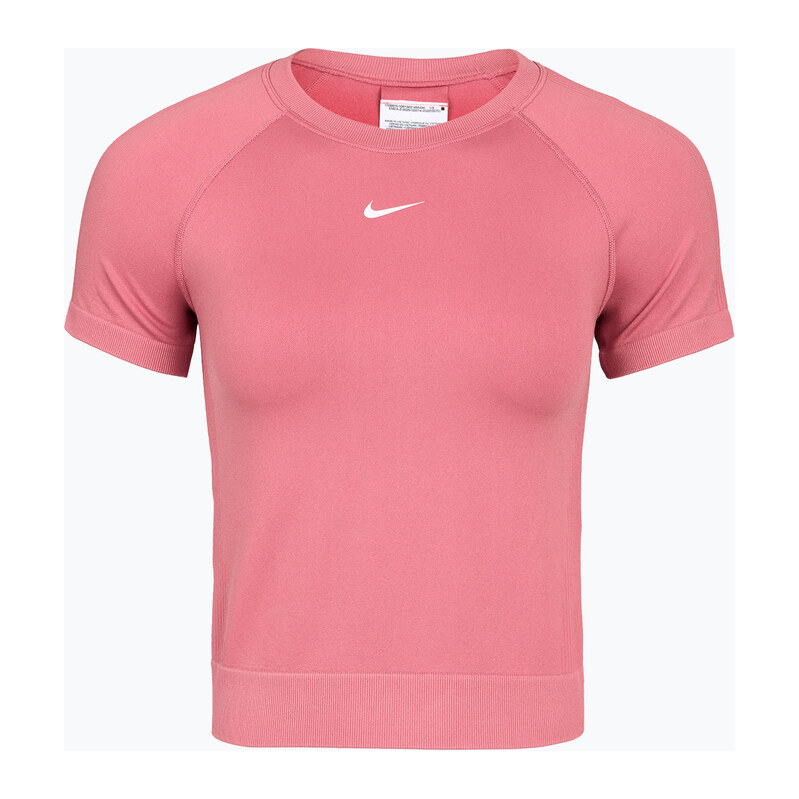 Dámské tréninkové tričko Nike Pro Seamless Dri-Fit peony/white