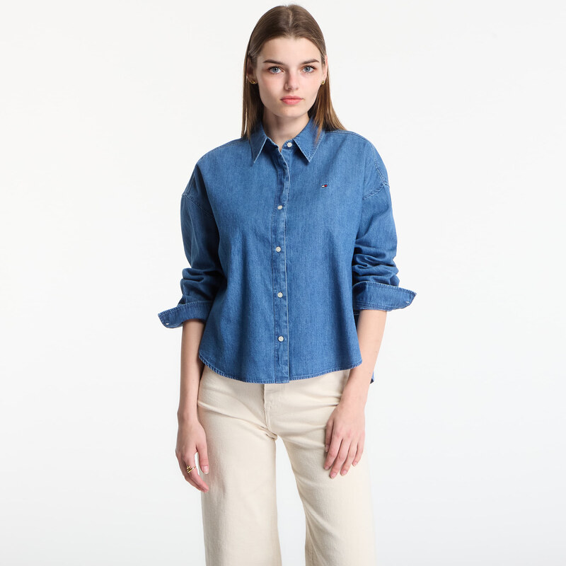 Košile Tommy Hilfiger Light Denim Boxy Shirt Ls Mid Blue Wash XS 115677314