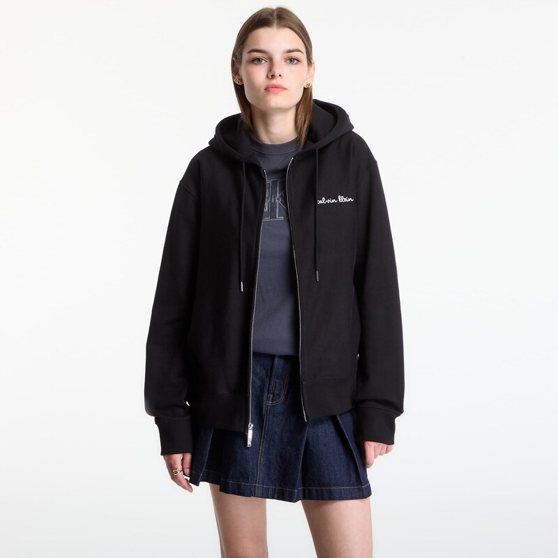 Mikina Calvin Klein LS Prm Tery Script FZ Hoodie Black M 115681375