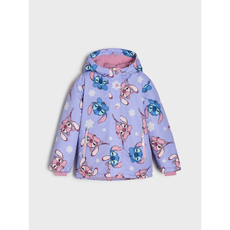 Sinsay - Bunda puffer s kapucí Stitch - fialová