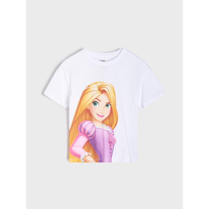 Sinsay - Bavlněná košilka s potiskem Rapunzel - bílá